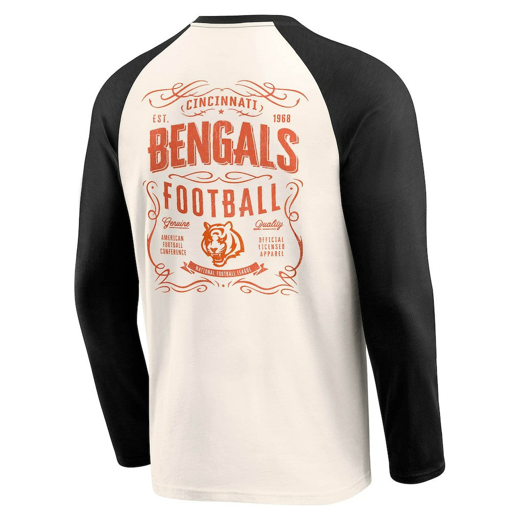 Cincinnati Bengals Darius Rucker Collection Raglan Henley T-Shirt Cream/Black