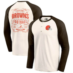 Cleveland Browns Darius Rucker Collection Raglan Henley T-Shirt Cream/Brown