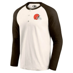 Cleveland Browns Darius Rucker Collection Raglan Henley T-Shirt Cream/Brown