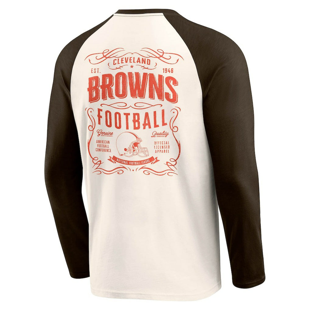 Cleveland Browns Darius Rucker Collection Raglan Henley T-Shirt Cream/Brown