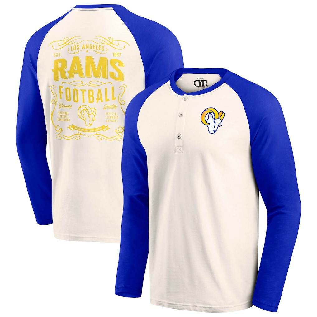 Los Angeles Rams Darius Rucker Collection Raglan Henley T-Shirt Cream/Royal