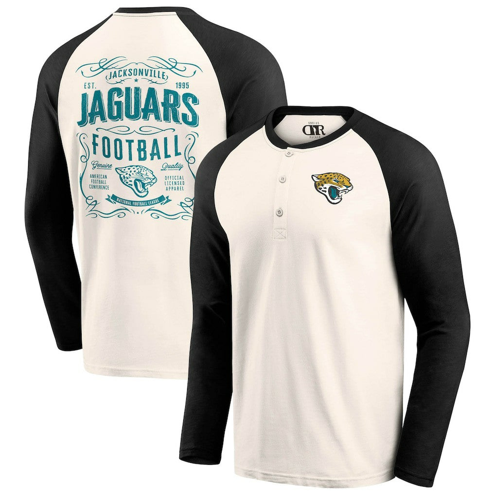 Jacksonville Jaguars Darius Rucker Collection Raglan Henley T-Shirt Cream/Black