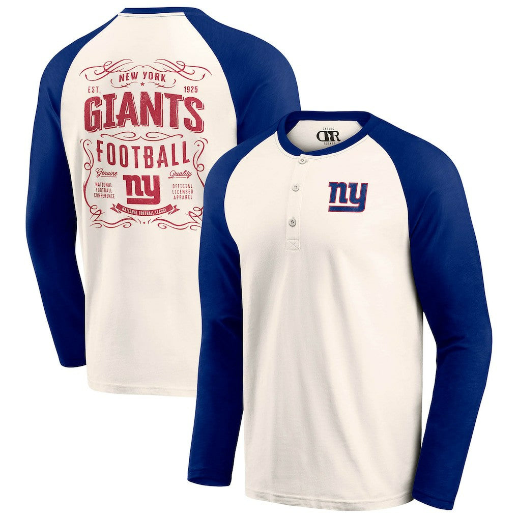 New York Giants Darius Rucker Collection Raglan Henley T-Shirt Cream/Royal