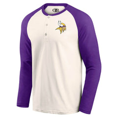 Minnesota Vikings Darius Rucker Collection Raglan Henley T-Shirt Cream/Purple