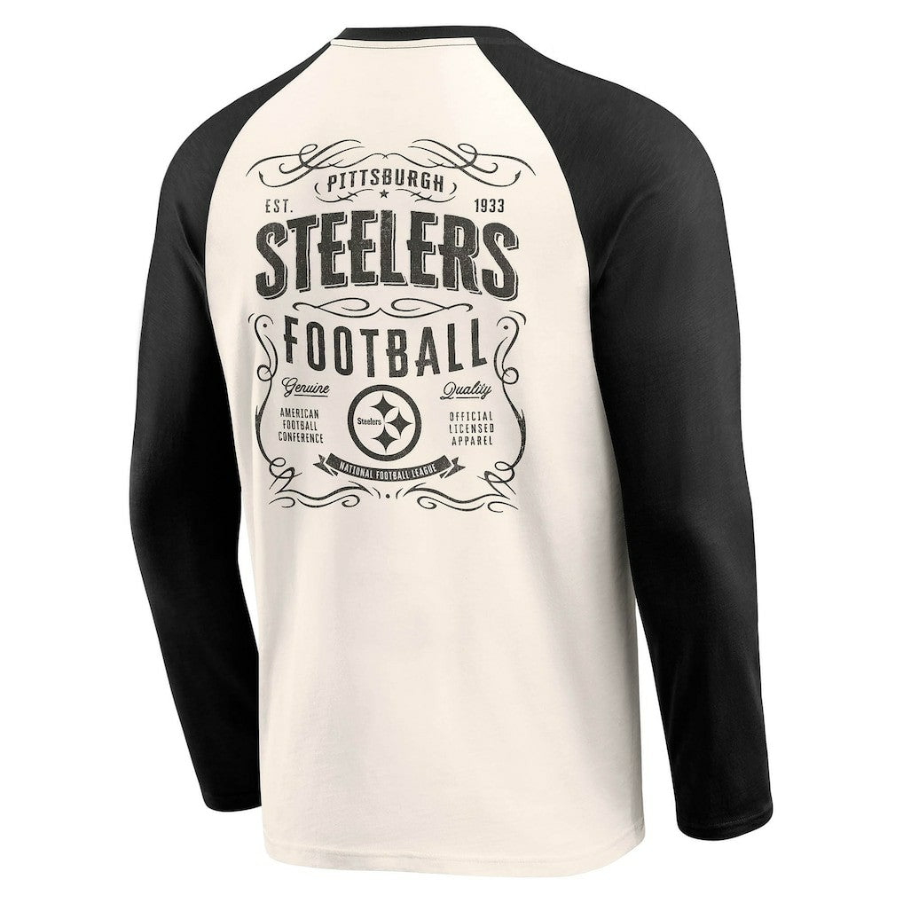 Pittsburgh Steelers Darius Rucker Collection Raglan Henley T-Shirt Cream/Black