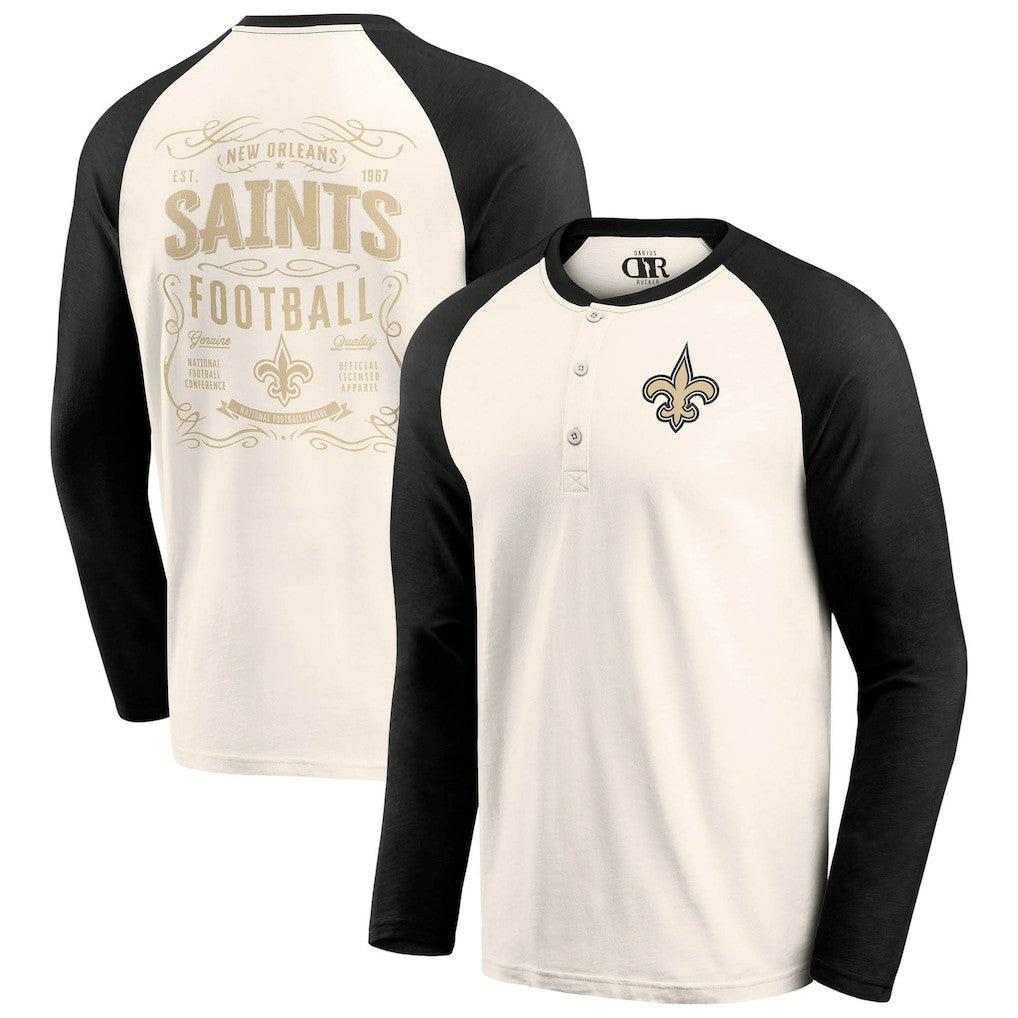 New Orleans Saints Darius Rucker Collection Raglan Henley T-Shirt Cream/Black