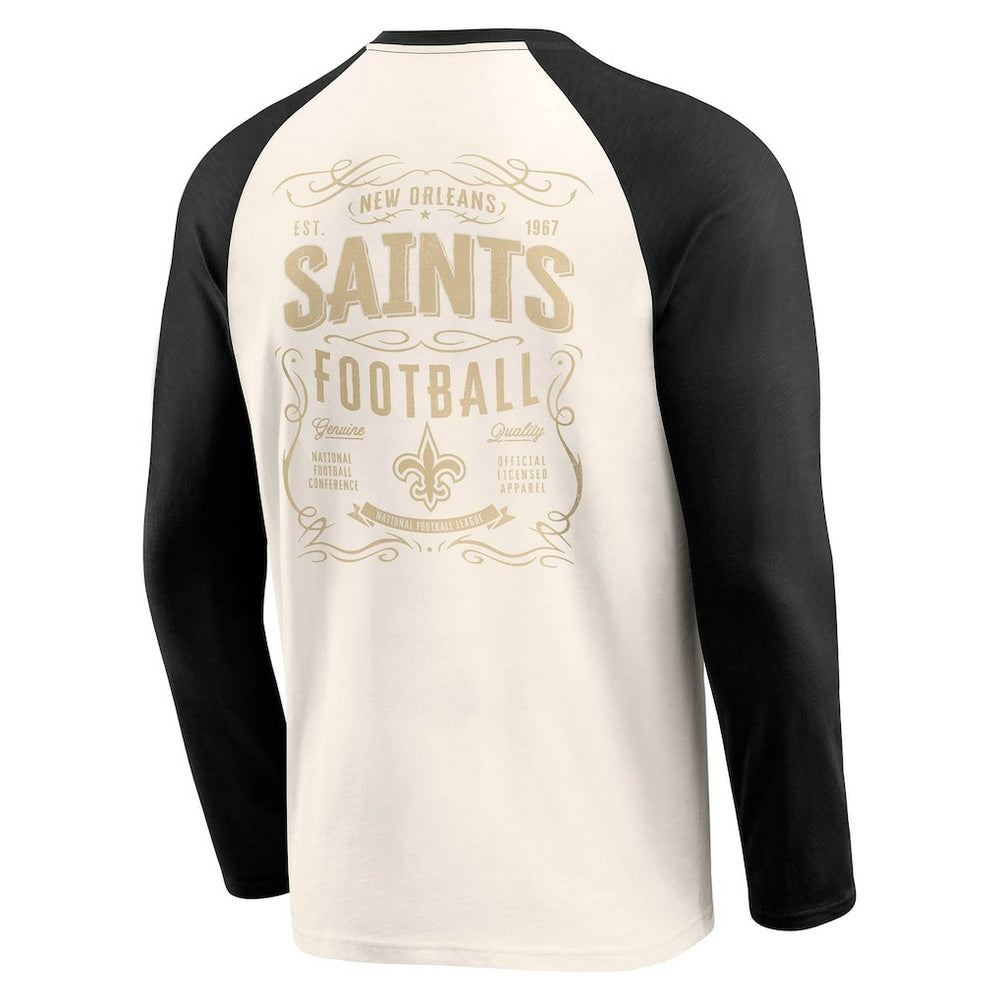 New Orleans Saints Darius Rucker Collection Raglan Henley T-Shirt Cream/Black