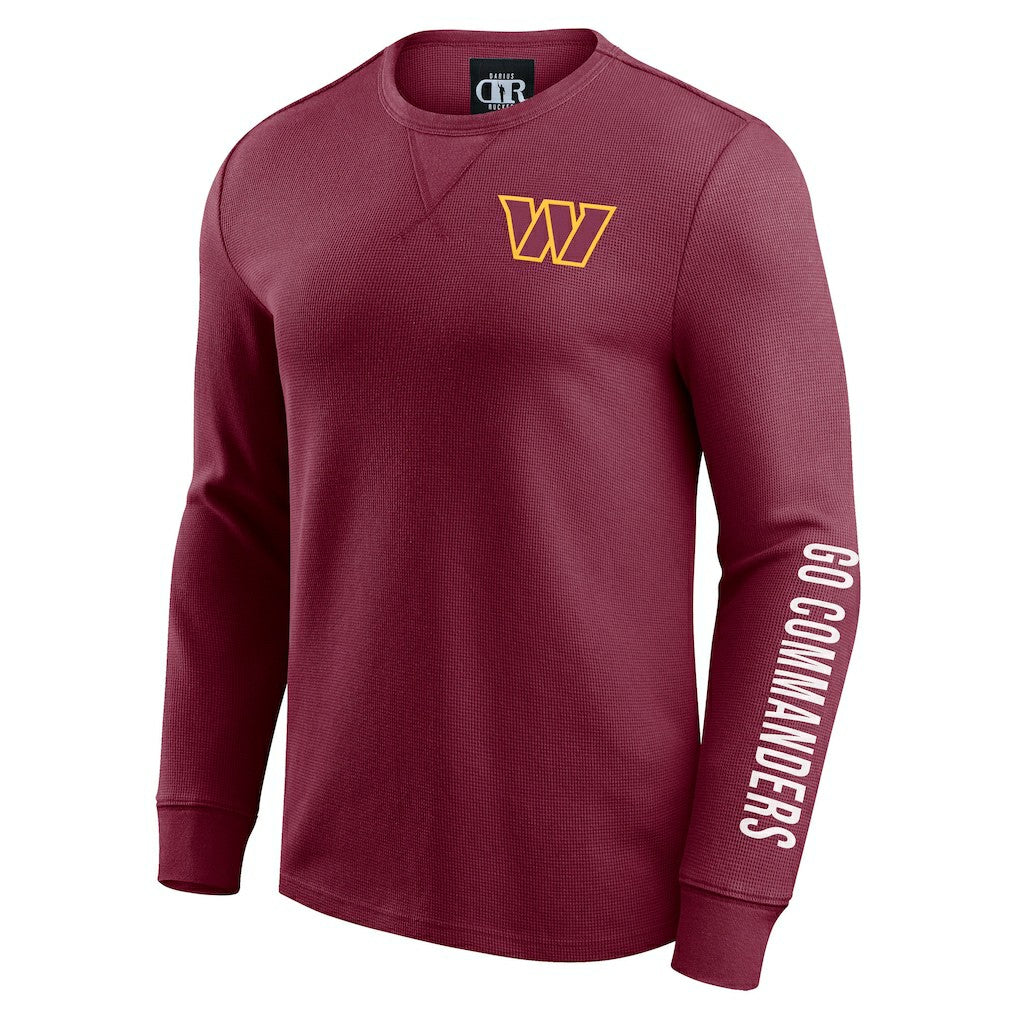 Washington Commanders Darius Rucker Collection Washed Waffle-Knit Long Sleeve T-Shirt Burgundy