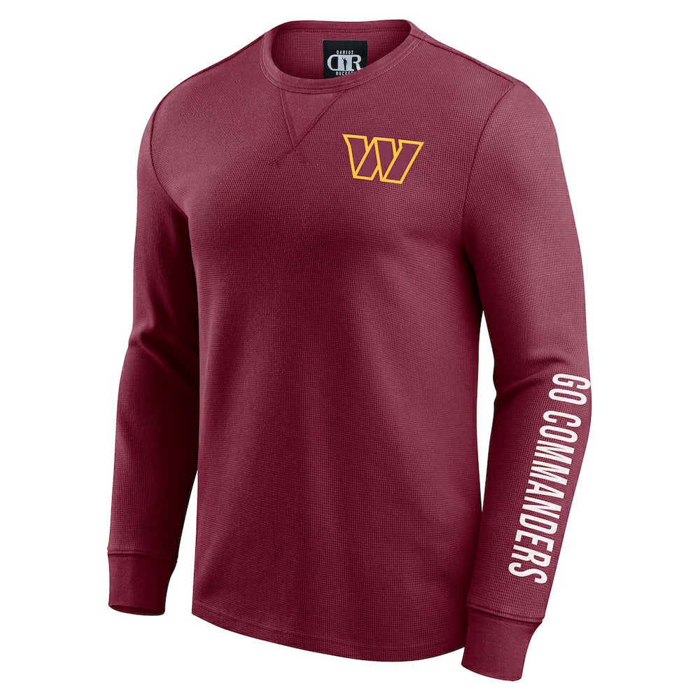 Washington Commanders Darius Rucker Collection Washed Waffle-Knit Long Sleeve T-Shirt Burgundy