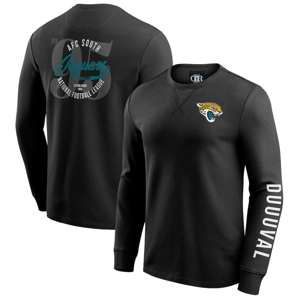 Jacksonville Jaguars Darius Rucker Collection Washed Waffle-Knit Long Sleeve T-Shirt Black