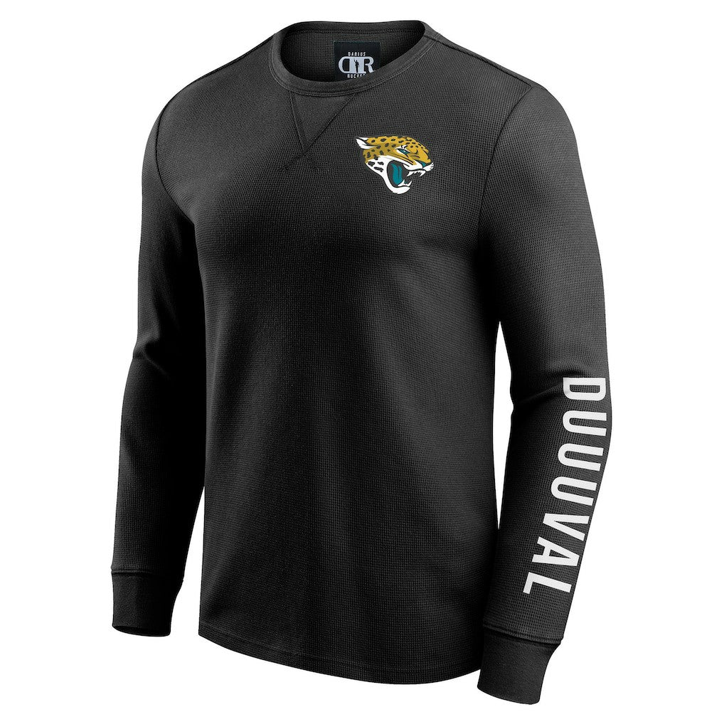 Jacksonville Jaguars Darius Rucker Collection Washed Waffle-Knit Long Sleeve T-Shirt Black