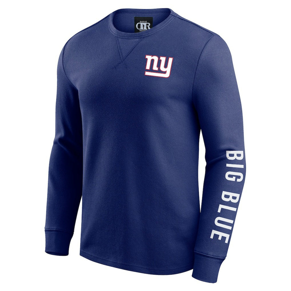 New York Giants Darius Rucker Collection Washed Waffle-Knit Long Sleeve T-Shirt Royal