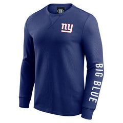 New York Giants Darius Rucker Collection Washed Waffle-Knit Long Sleeve T-Shirt Royal