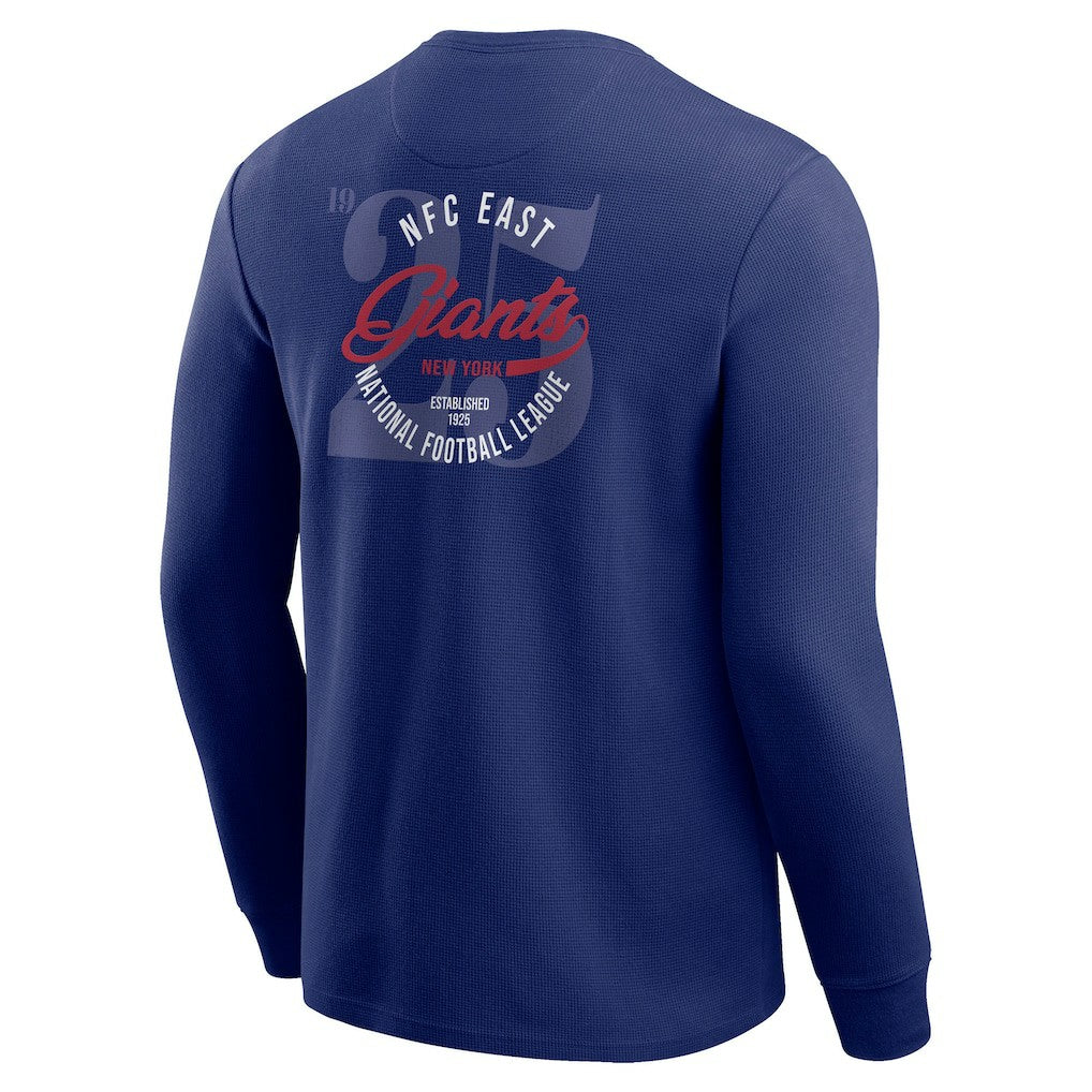 New York Giants Darius Rucker Collection Washed Waffle-Knit Long Sleeve T-Shirt Royal