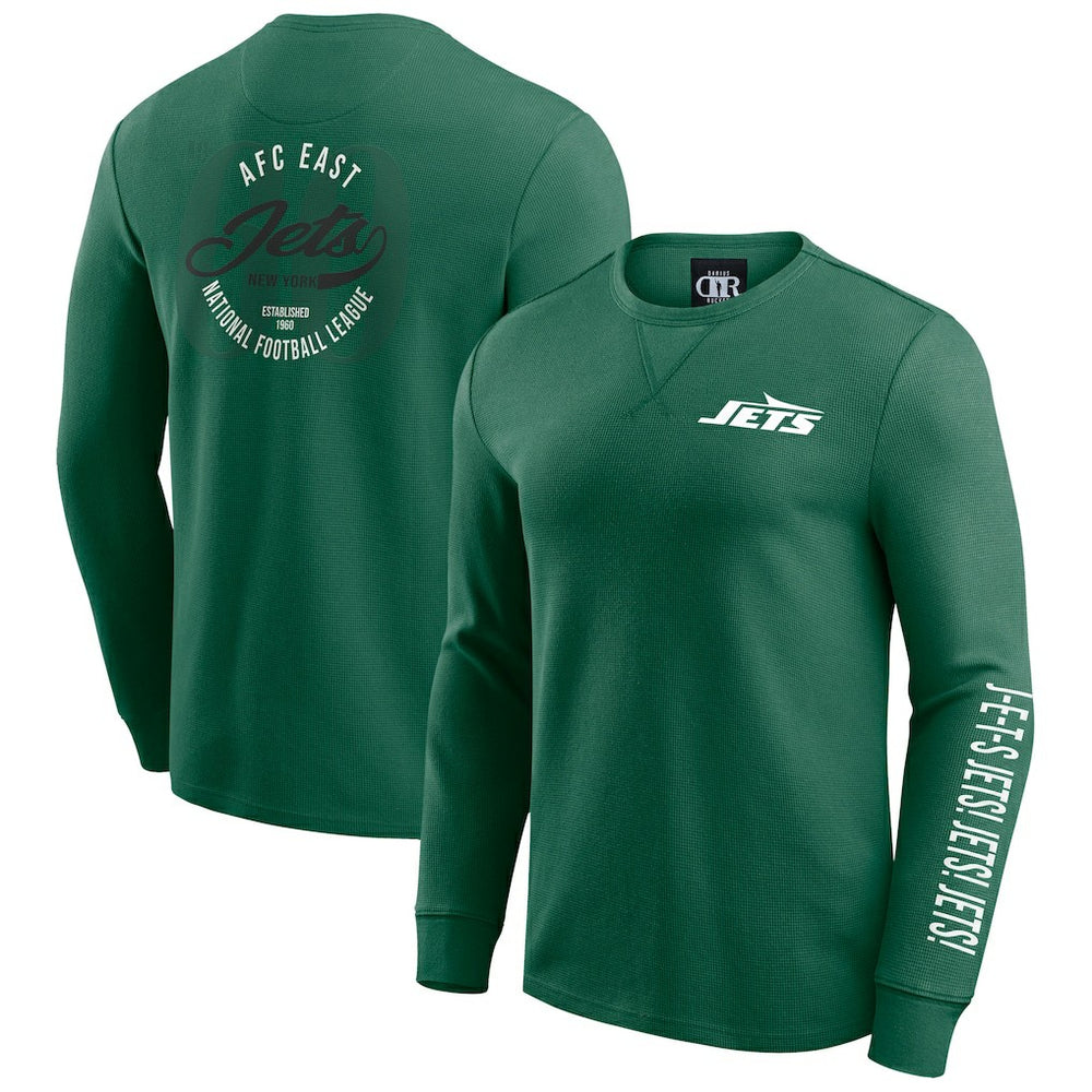 New York Jets Darius Rucker Collection Washed Waffle-Knit Long Sleeve T-Shirt Green