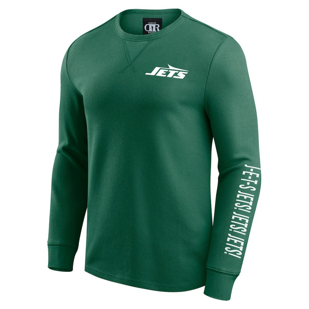 New York Jets Darius Rucker Collection Washed Waffle-Knit Long Sleeve T-Shirt Green