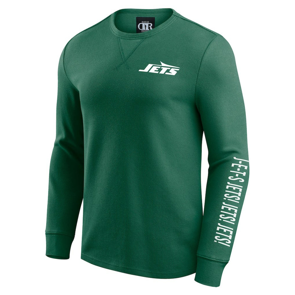 New York Jets Darius Rucker Collection Washed Waffle-Knit Long Sleeve T-Shirt Green