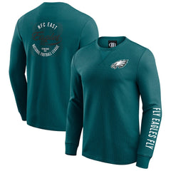 Philadelphia Eagles Darius Rucker Collection Washed Waffle-Knit Long Sleeve T-Shirt Kelly Green