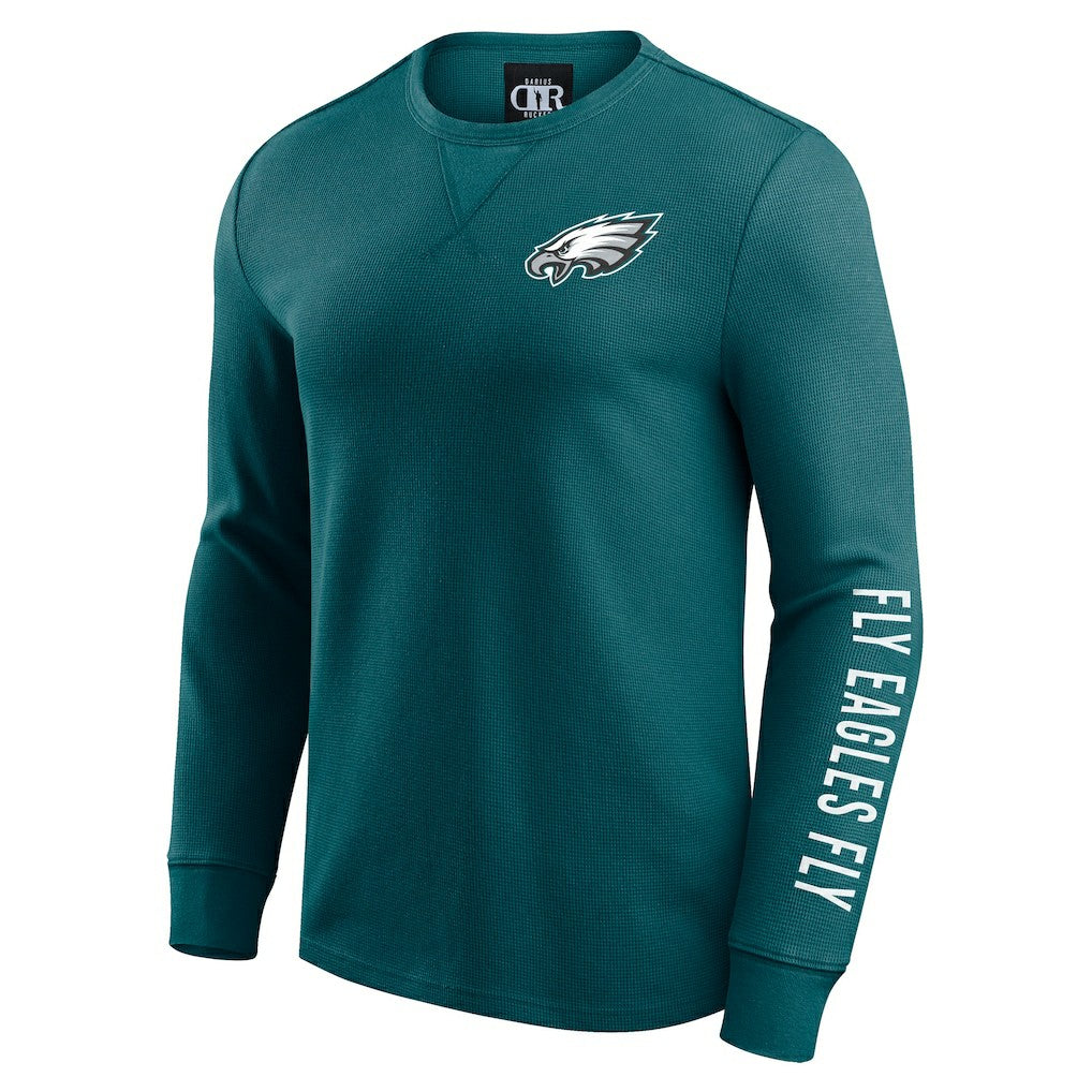 Philadelphia Eagles Darius Rucker Collection Washed Waffle-Knit Long Sleeve T-Shirt Kelly Green