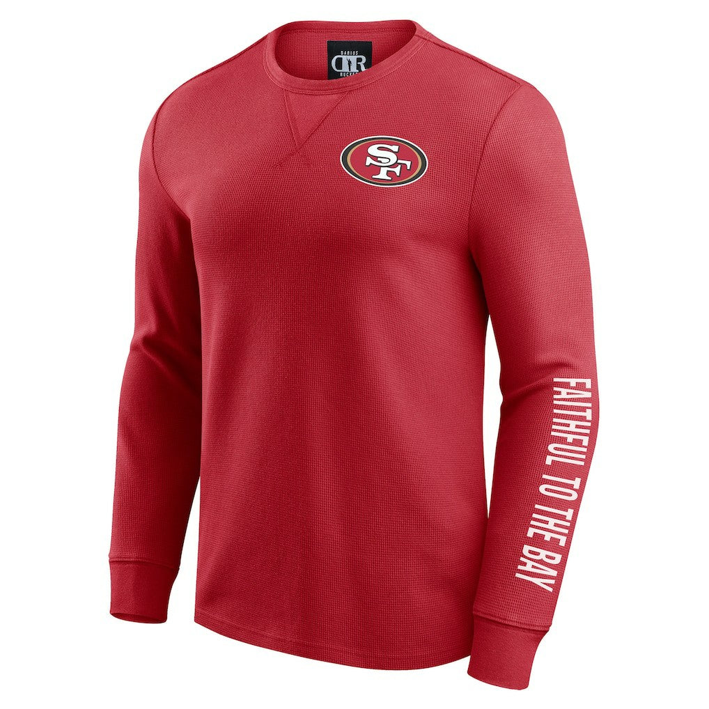 San Francisco 49ers Darius Rucker Collection Washed Waffle-Knit Long Sleeve T-Shirt Scarlet