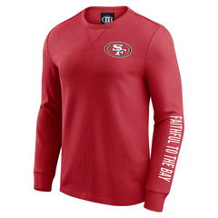 San Francisco 49ers Darius Rucker Collection Washed Waffle-Knit Long Sleeve T-Shirt Scarlet