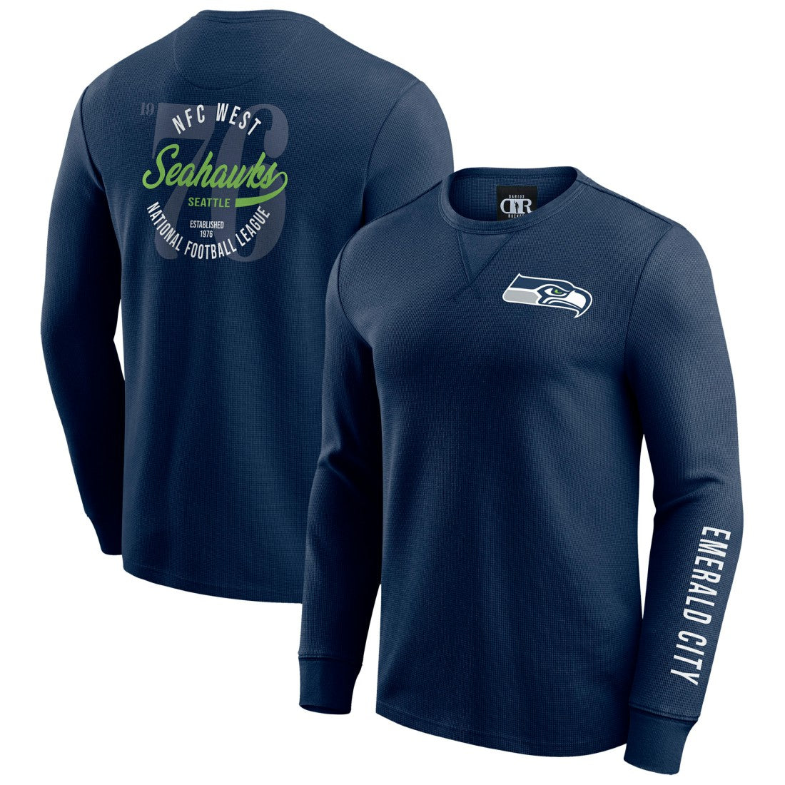 Seattle Seahawks Darius Rucker Collection Washed Waffle-Knit Long Sleeve T-Shirt College Navy