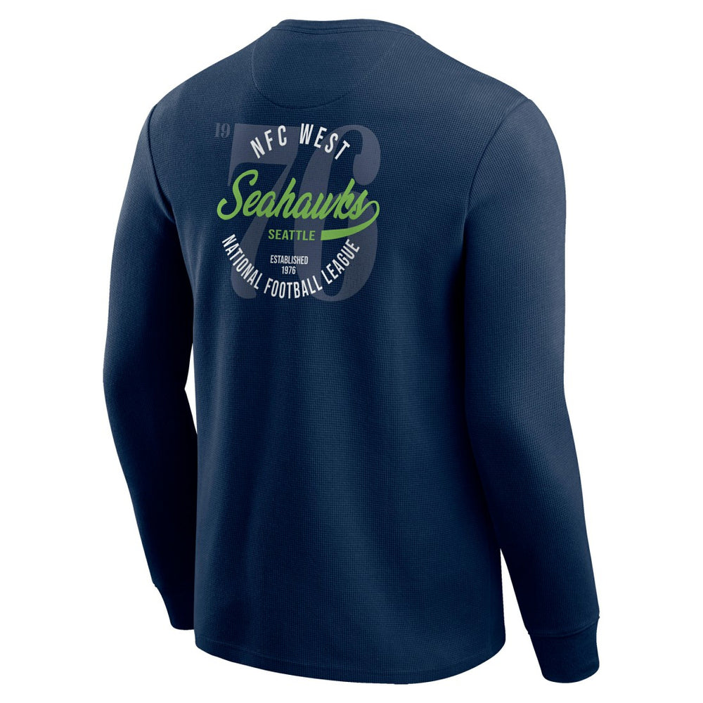 Seattle Seahawks Darius Rucker Collection Washed Waffle-Knit Long Sleeve T-Shirt College Navy