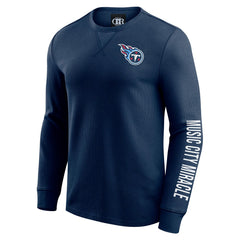 Tennessee Titans Darius Rucker Collection Washed Waffle-Knit Long Sleeve T-Shirt Navy