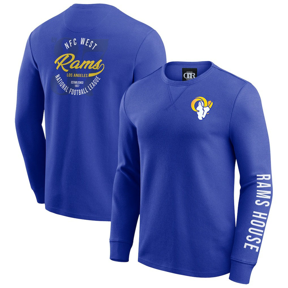 Los Angeles Rams Darius Rucker Collection Washed Waffle-Knit Long Sleeve T-Shirt Royal