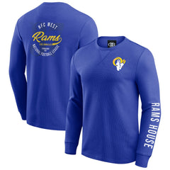 Los Angeles Rams Darius Rucker Collection Washed Waffle-Knit Long Sleeve T-Shirt Royal