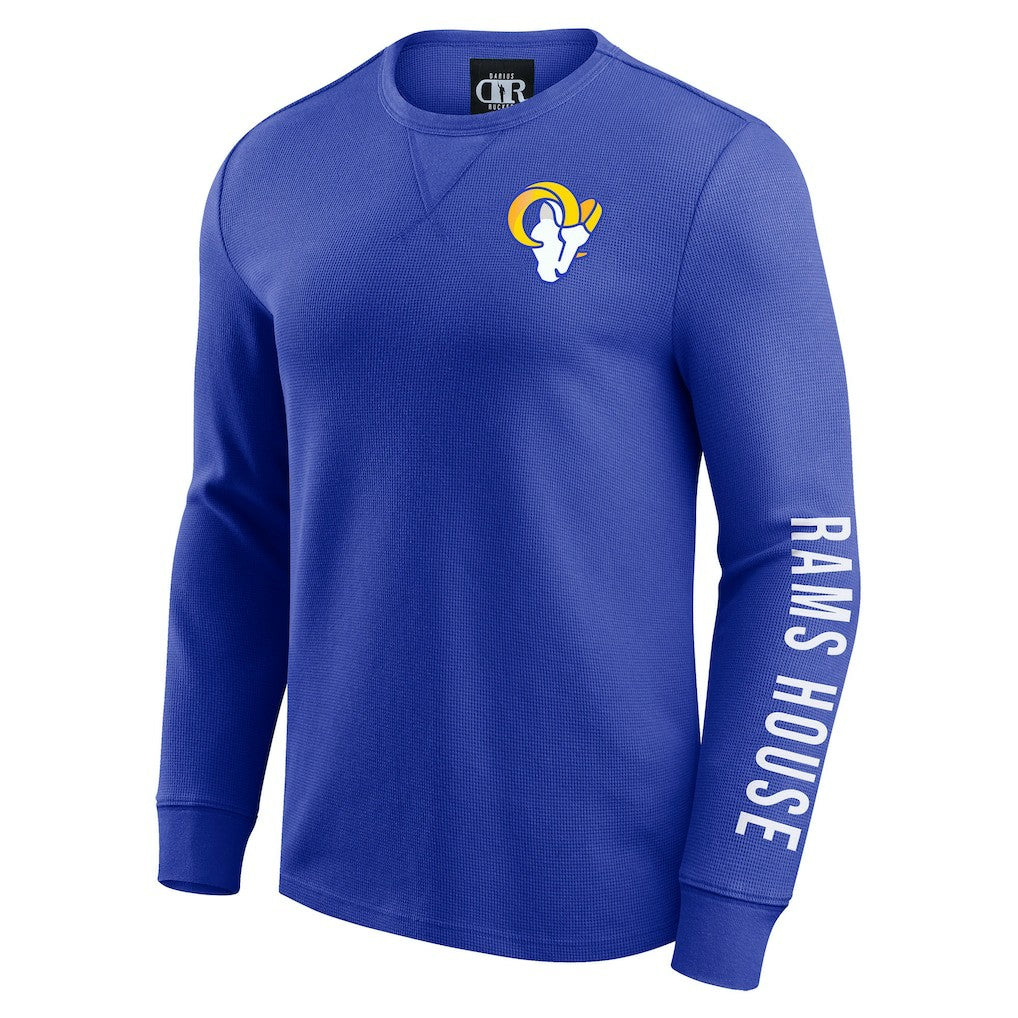 Los Angeles Rams Darius Rucker Collection Washed Waffle-Knit Long Sleeve T-Shirt Royal