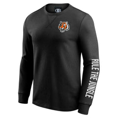 Cincinnati Bengals Darius Rucker Collection Washed Waffle-Knit Long Sleeve T-Shirt Black