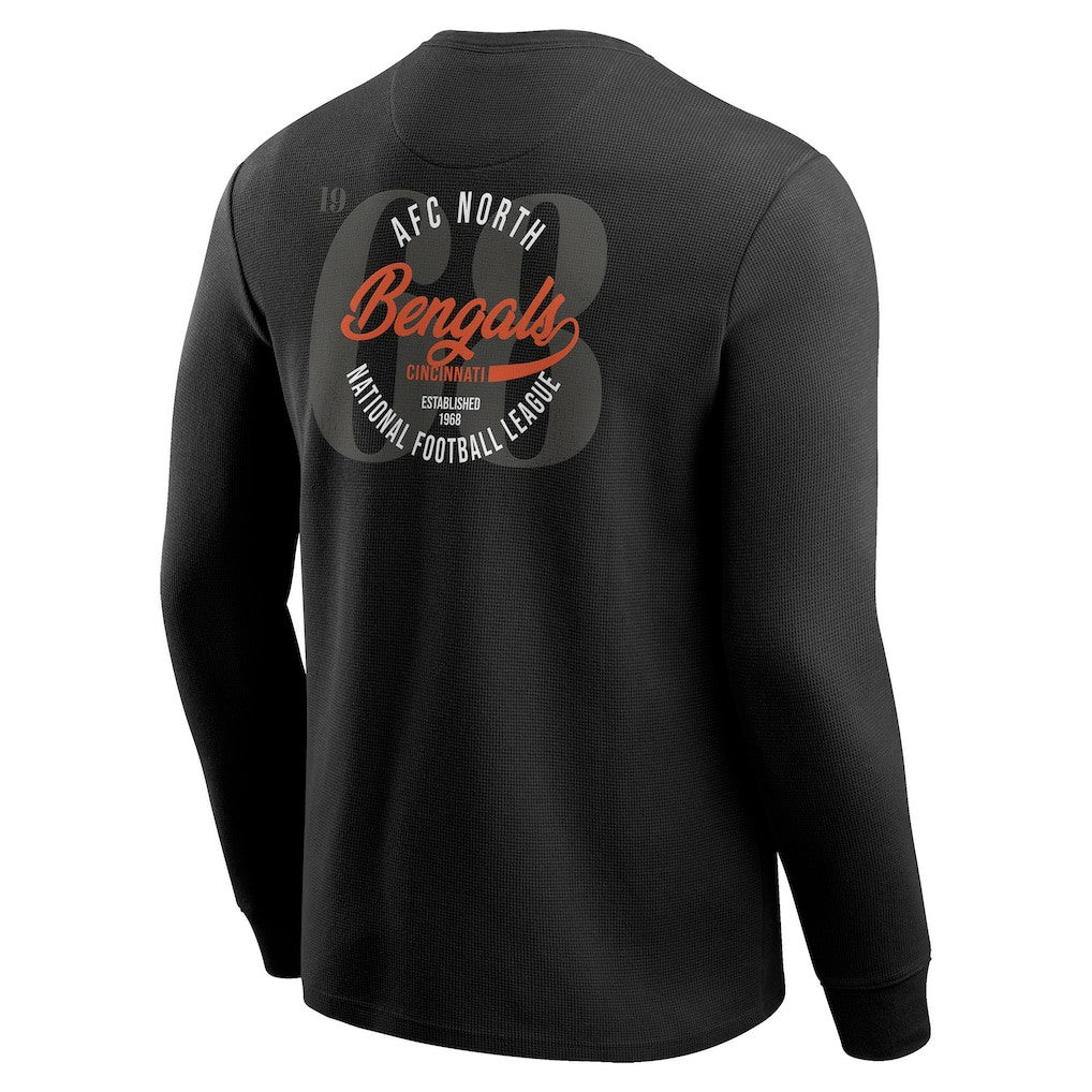 Cincinnati Bengals Darius Rucker Collection Washed Waffle-Knit Long Sleeve T-Shirt Black
