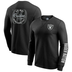 Las Vegas Raiders Darius Rucker Collection Washed Waffle-Knit Long Sleeve T-Shirt Black