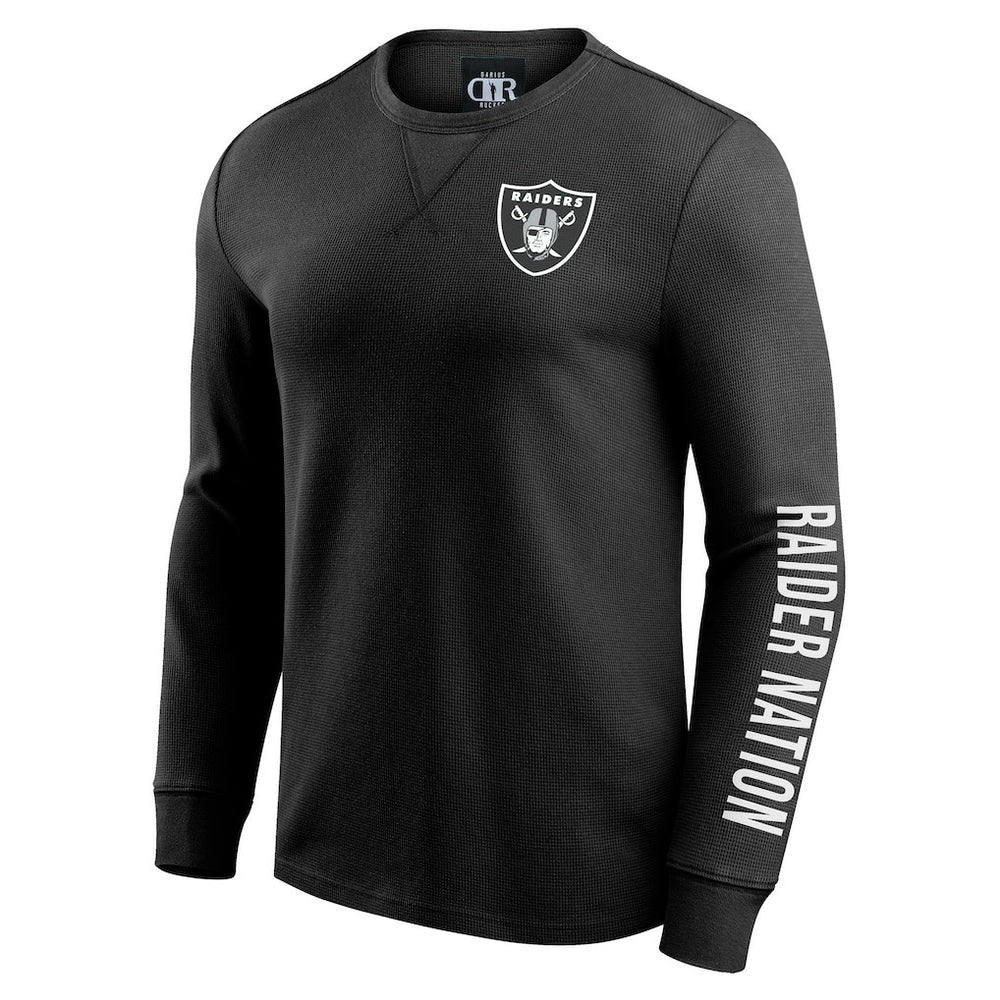 Las Vegas Raiders Darius Rucker Collection Washed Waffle-Knit Long Sleeve T-Shirt Black
