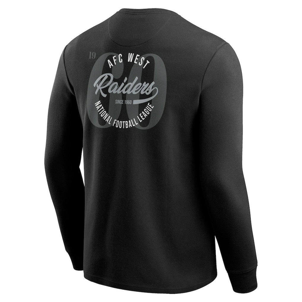 Las Vegas Raiders Darius Rucker Collection Washed Waffle-Knit Long Sleeve T-Shirt Black