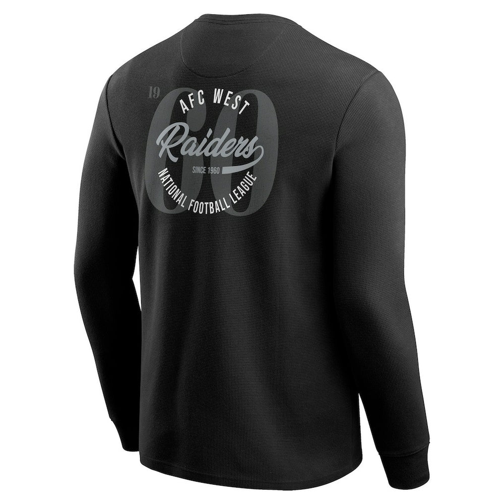 Las Vegas Raiders Darius Rucker Collection Washed Waffle-Knit Long Sleeve T-Shirt Black
