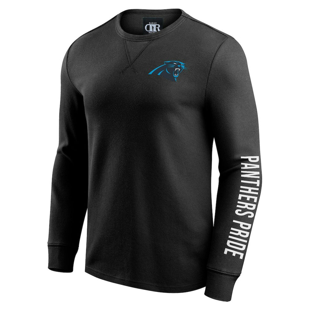Carolina Panthers Darius Rucker Collection Washed Waffle-Knit Long Sleeve T-Shirt Black