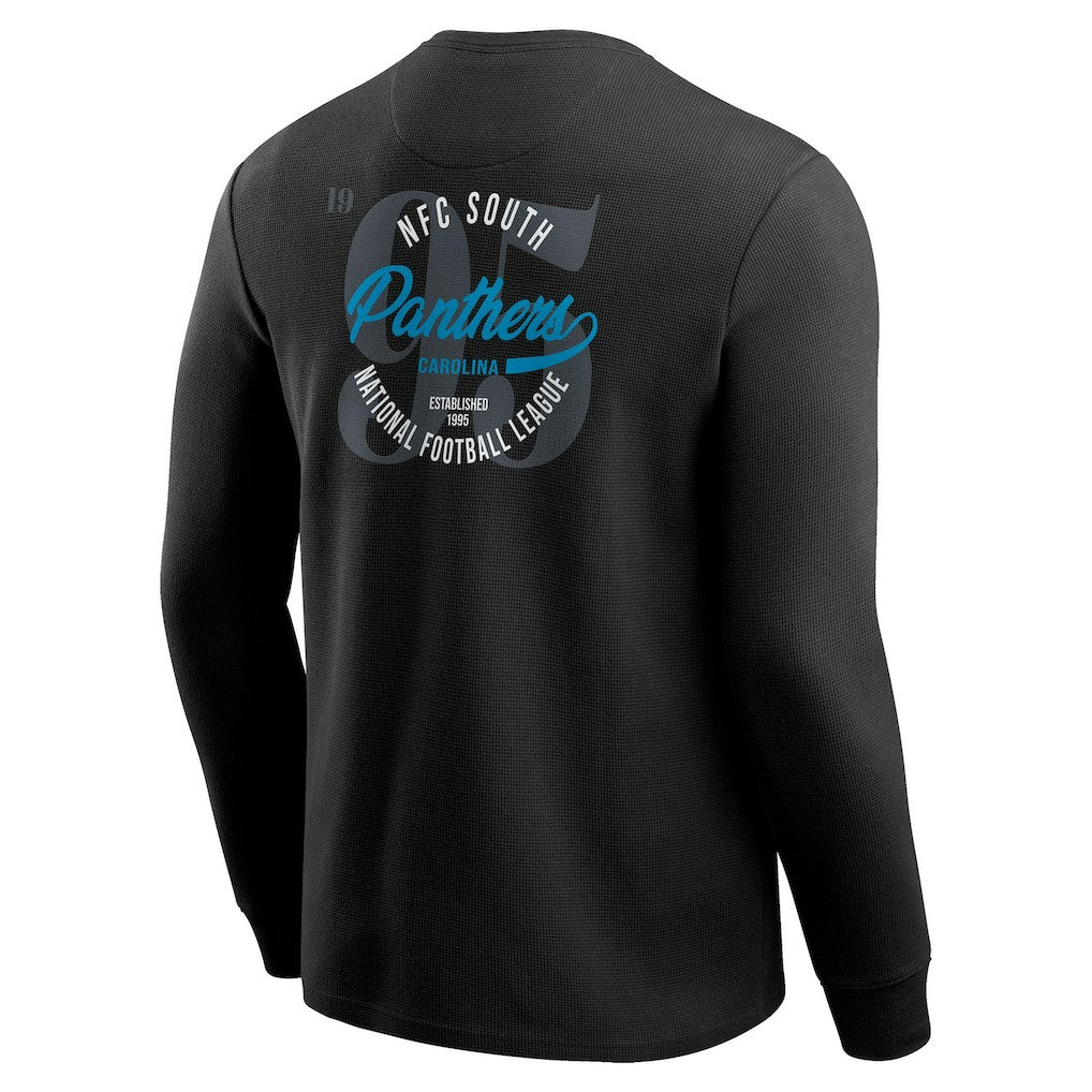 Carolina Panthers Darius Rucker Collection Washed Waffle-Knit Long Sleeve T-Shirt Black
