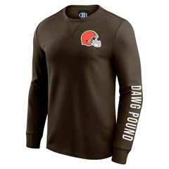 Cleveland Browns Darius Rucker Collection Washed Waffle-Knit Long Sleeve T-Shirt Brown