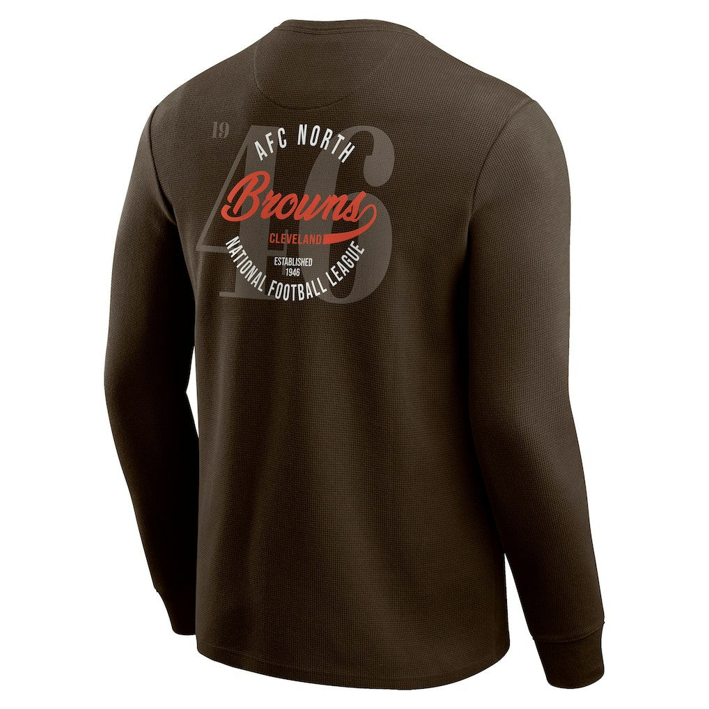 Cleveland Browns Darius Rucker Collection Washed Waffle-Knit Long Sleeve T-Shirt Brown