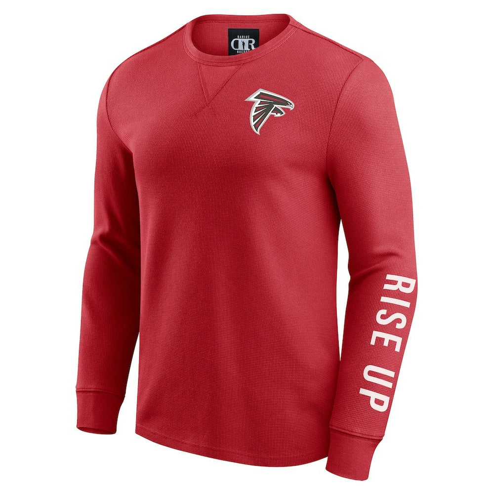 Atlanta Falcons Darius Rucker Collection Washed Waffle-Knit Long Sleeve T-Shirt Red