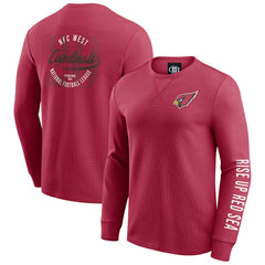 Arizona Cardinals Darius Rucker Collection Washed Waffle-Knit Long Sleeve T-Shirt Red