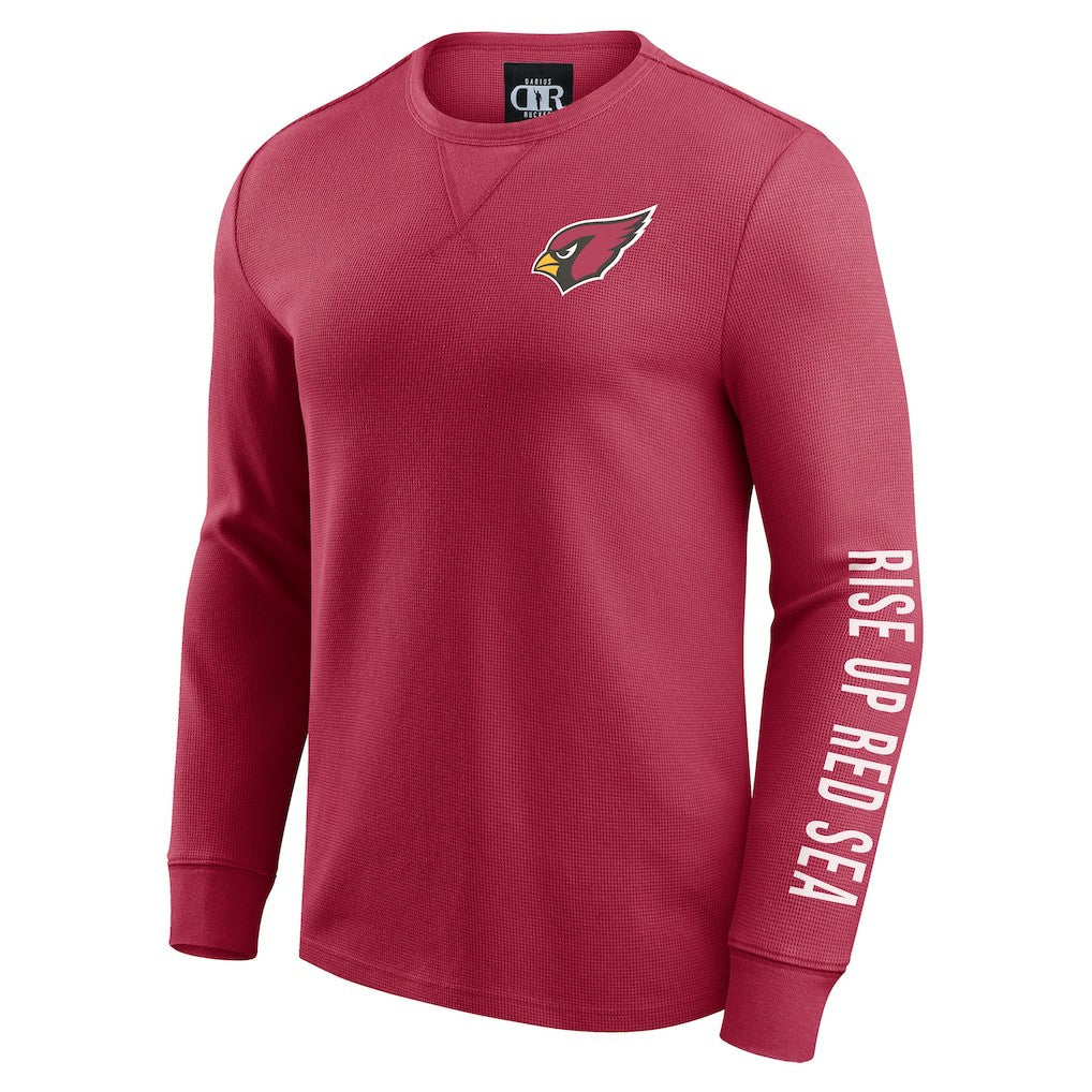 Arizona Cardinals Darius Rucker Collection Washed Waffle-Knit Long Sleeve T-Shirt Red