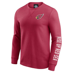 Arizona Cardinals Darius Rucker Collection Washed Waffle-Knit Long Sleeve T-Shirt Red