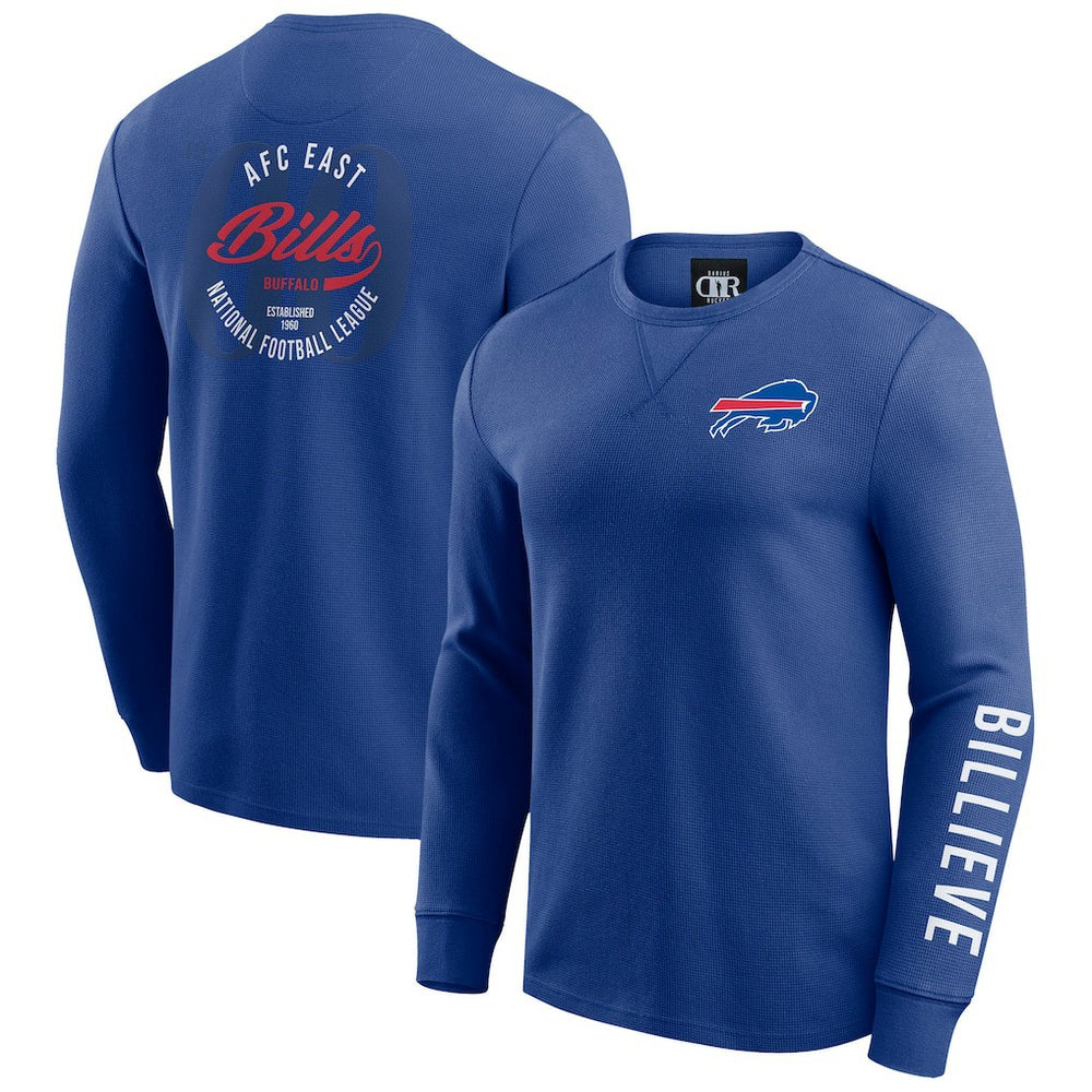 Buffalo Bills Darius Rucker Collection Washed Waffle-Knit Long Sleeve T-Shirt Royal