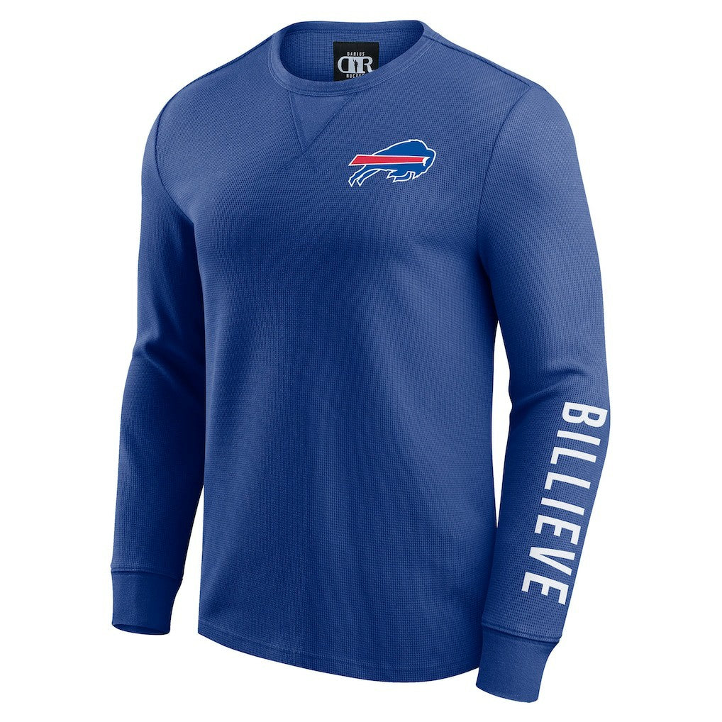 Buffalo Bills Darius Rucker Collection Washed Waffle-Knit Long Sleeve T-Shirt Royal