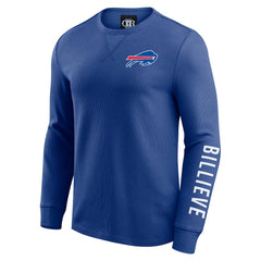 Buffalo Bills Darius Rucker Collection Washed Waffle-Knit Long Sleeve T-Shirt Royal
