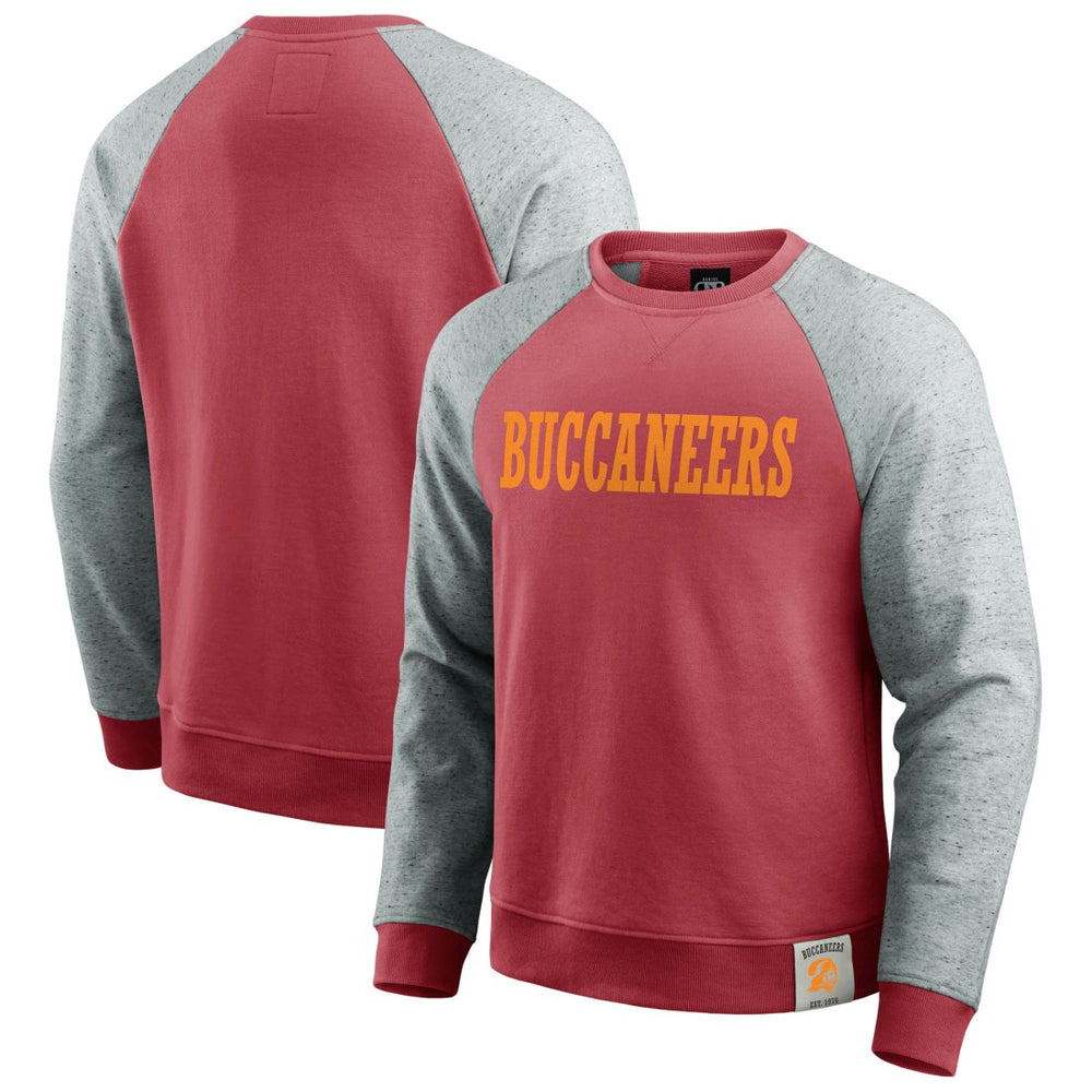 Tampa Bay Buccaneers Darius Rucker Collection Throwback Color Block Raglan Pullover Sweatshirt Red/Heather Gray