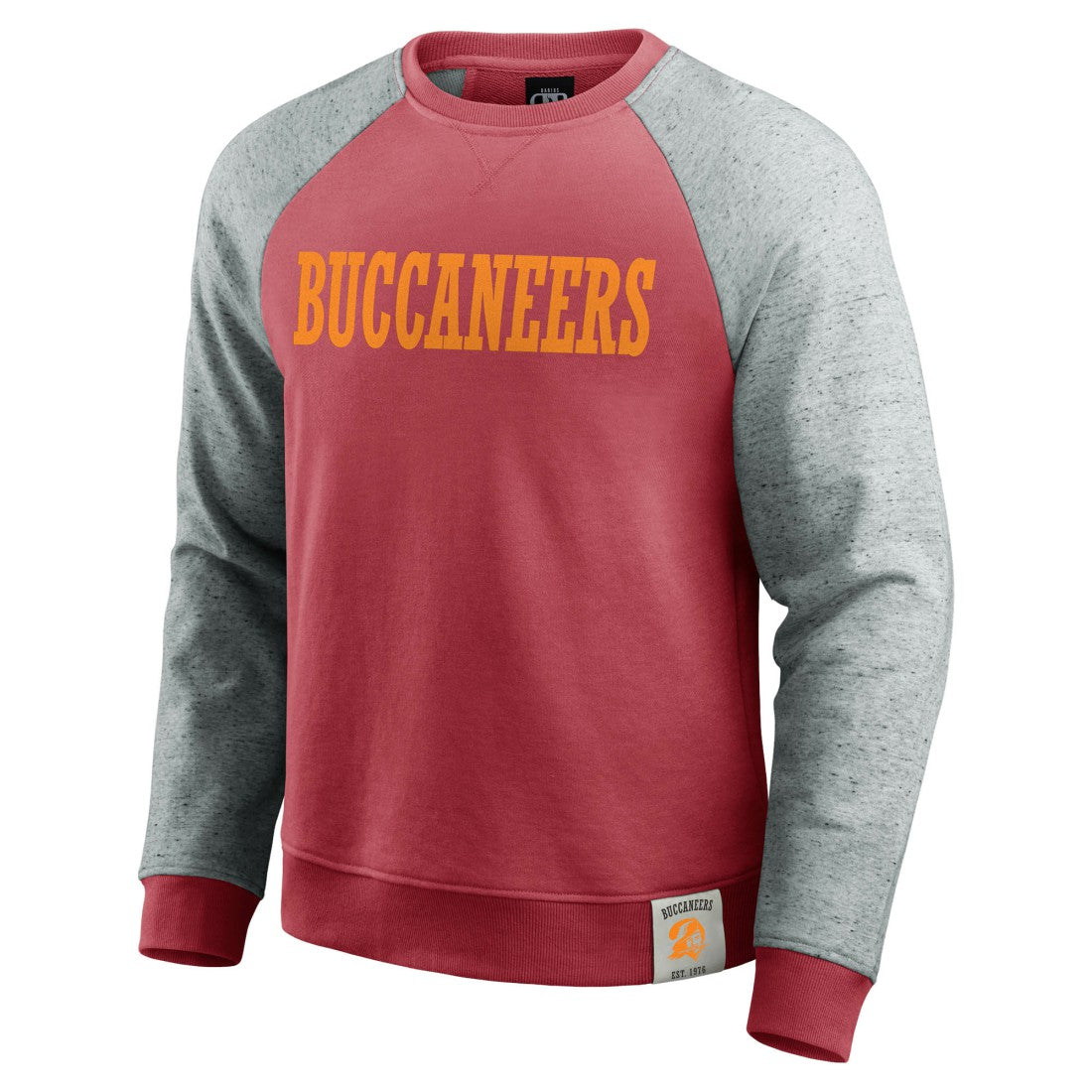 Tampa Bay Buccaneers Darius Rucker Collection Throwback Color Block Raglan Pullover Sweatshirt Red/Heather Gray